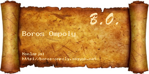Boros Ompoly névjegykártya